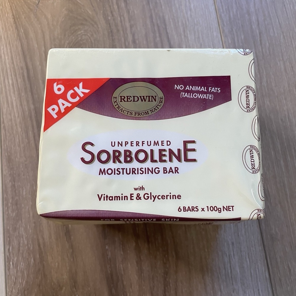 Sorbolene Soap with Vitamin E For Sensitive Skin Six Pack Moisturizing Bar Soap